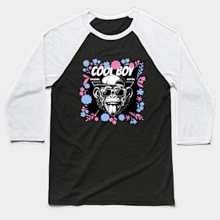 Cool Boy Chimp wears hat, sunglasses and tongue) Baseball T-Shirt